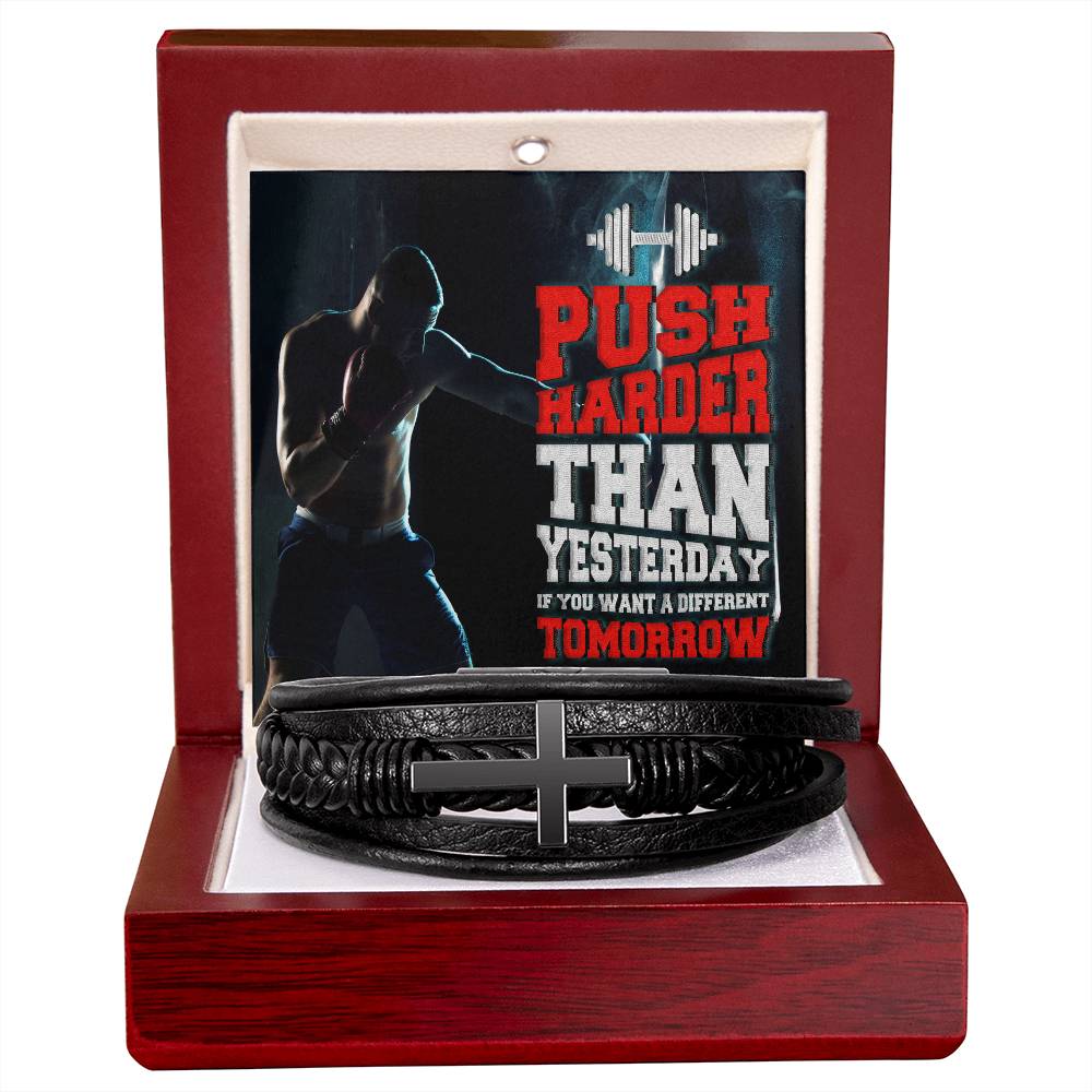 Push Harder Men's Cross Bracelet