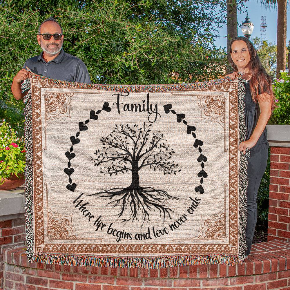 Heirloom Woven Blanket Family - Where life begins