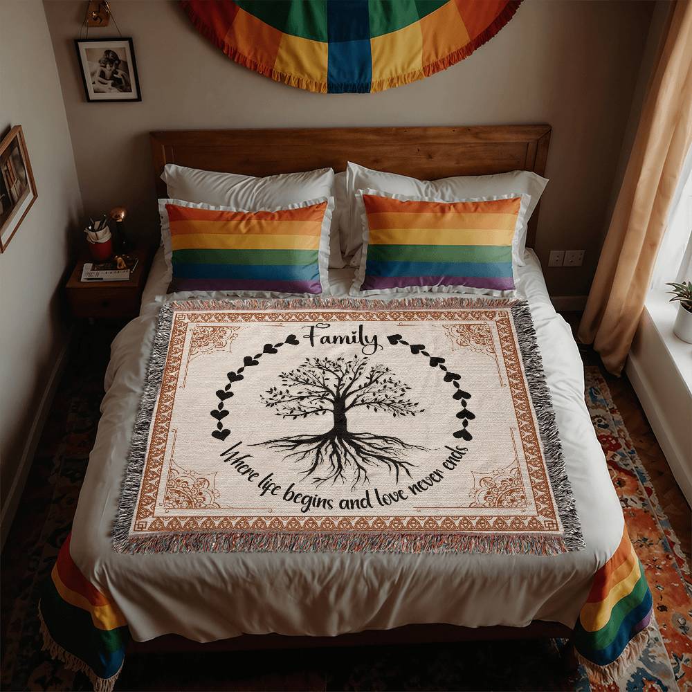 Heirloom Woven Blanket Family - Where life begins