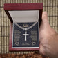 Personalized - To my son. Stad tall even if you fall cross chain.