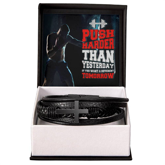 Push Harder Men's Cross Bracelet