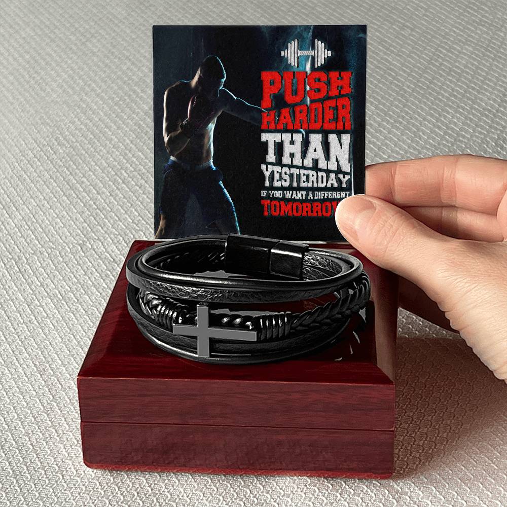 Push Harder Men's Cross Bracelet