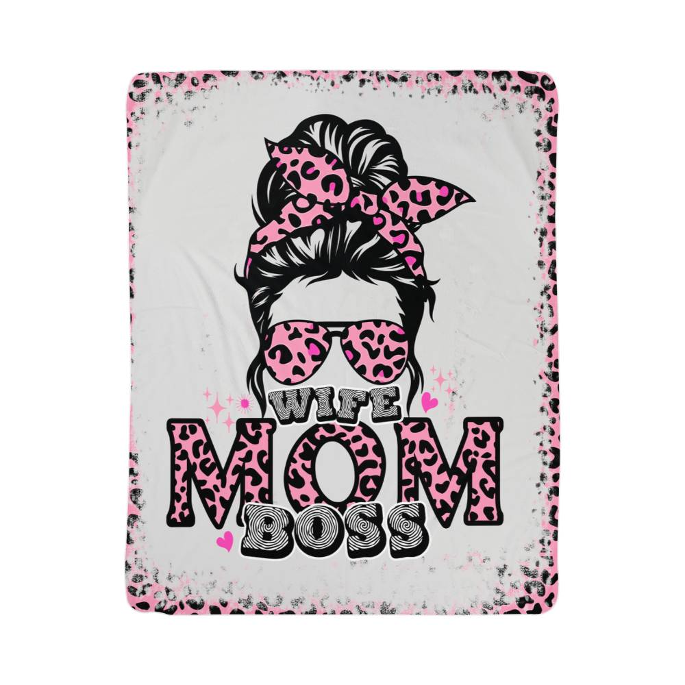 Wife mom boss Sherpa Fleece Blanket