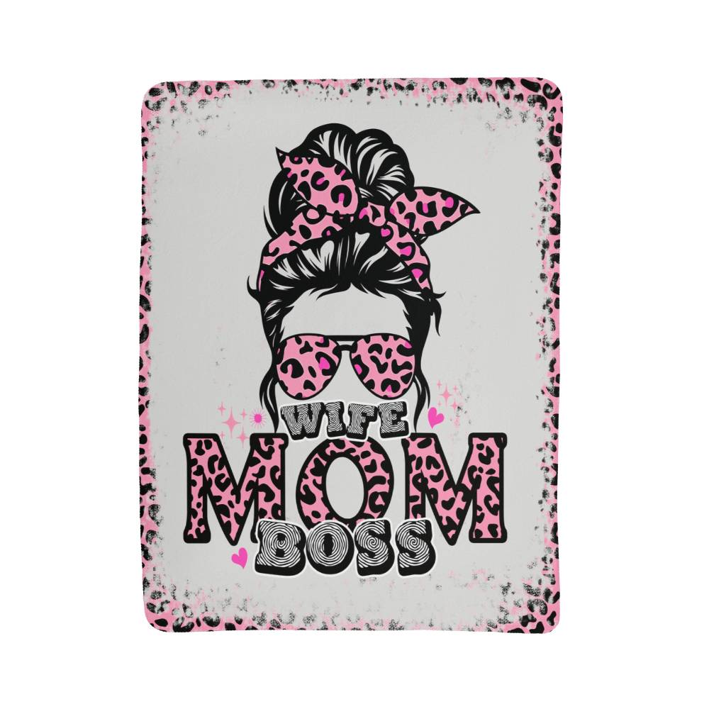 Wife mom boss Sherpa Fleece Blanket