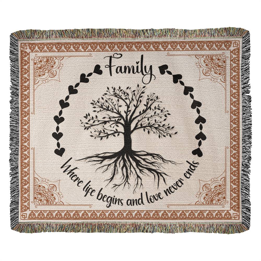 Heirloom Woven Blanket Family - Where life begins