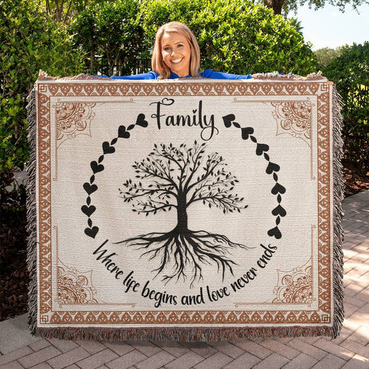 Heirloom Woven Blanket Family - Where life begins